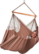 LA SIESTA® - XL King Habana Cotton Hammock Chair & CasaMount - Hanging Chair w/Suspension Kit for Walls Ceilings & Square Beams - Indoor Outdoor Swing Hanging Chair Bedroom Patio Balcony - Chocolate by GreenHaven Gardens