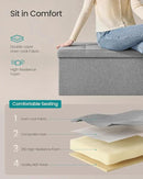 SONGMICS MAZIE Collection - 43 Inches Folding Storage Ottoman Bench, Ottoman Foot Rest, End of Bed Bench, Storage Chest, Load 660 lb, for Living Room, Bedroom, Entryway, Light Gray ULSF77G by CozyNest Decor