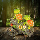 Garden Turtle Figurines Outdoor Decorations, Solar Powered Sweet Frog Face Turtles Resin Statue with 4 LED Lights, Garden Art Spring Fall Winter Christmas Decor for Patio Lawn Yard by GreenHaven Gardens