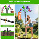 Double Shepherds Hooks for Outdoor, Artistic Hummingbird & Flower Design, 5 - Prong Base, Ideal for Bird Feeders, Baskets & Lanterns (1 Pack) by GreenHaven Gardens