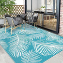 Pauwer Waterproof Outdoor Rug 9x12, Reversible Plastic Straw Patio Camping Rug, Indoor Outdoor RV Mat Carpet for Deck, Camper, Porch, Balcony, Backyard, Picnic, Leaf Teal by GreenHaven Gardens