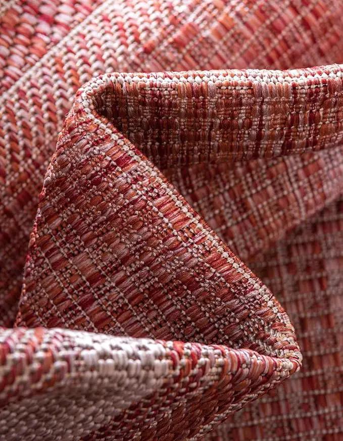 Unique Loom Outdoor Border Collection Area Rug - Soft Border (13'Square, Rust Red/ Ivory), photo 6 of 6