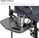 EVER ADVANCED Portable 30.7" Seat Height Tall Folding Camping Chair Directors Chair High Foldable Bar Stool with Side Table for Makeup Artist, Sports Event, Craft Show, Supports 350LBS Grey by GreenHaven Gardens