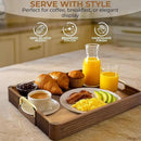 Acacia Wood Serving Tray with Metal Handles – 17x12in Rustic Decorative Ottoman & Coffee Table Tray for Breakfast in Bed, Dinner, Bar, Kitchen, Home Décor & Entertaining by CozyNest Decor