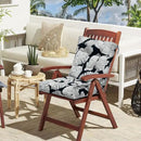 LVTXIII Outdoor Tufted Seat Cushions, Solid Seat and Back Chair Cushion with Ties, Patio Replacement Rocking Chair Cushion for Outdoor Furniture Use, 21 W x 21D, 2 Pack, Black Lush Leaf Jungle by GreenHaven Gardens