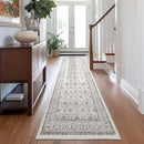 jinchan Hallway Runner Rug 3x7 - Machine Washable Beige Vintage Floral Distressed Design Soft Non-Slip Low-Pile Ultra-Thin Runner Rug for Kitchen Laundry Room Bedroom Farmhouse (3‘x7',Beige) by TinyTreasures Baby Boutique