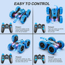 Remote Control Car, RC Cars Toys for Kids Ages 6-12, 4WD Stunt Car with LED Lights & 360° Flips, 2.4GHz, Upgraded USB-C Modular Batteries, 8-10 Year Old Boys Birthday Gift 1-Blue by TinyTreasures Baby Boutique
