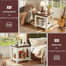 Farmhouse End Table with 2-Tier Storage Shelf, 22.8 inch Side Table for Living Room,Modern Nightstand,Small Bedside Table for Bedroom,White by CozyNest Decor