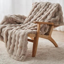 Lotus Karen Faux Fur Throw Blanket Linen - 800 GSM Bubble Rabbit Fluff Blanket for Couch Bed Sofa,Softest Fluffy Fuzzy Cozy Blanket,Thick Furry Plush Shaggy Warm Blankets for Women,60x80 Inches by CozyNest Decor