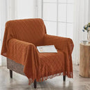 inhand Knitted Throw Blankets for Couch and Bed, Soft Cozy Knit Blanket with Tassel, Orange Rust Lightweight Decorative Blankets and Throws, Farmhouse Warm Woven Blanket for Men and Women, 50"x60" by CozyNest Decor