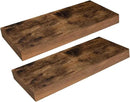 HOOBRO Floating Shelves for Wall, Wall Mounted Shelf Set of 2, 15.7" Hanging Shelf with Invisible Brackets, for Wall in Bathroom, Bedroom, Toilet, Kitchen, Living Room, Office, Rustic Brown BF40BJ01 by CozyNest Decor