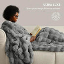EVERGRACE Ultra Soft Luxury Fluffy Ridgeline Faux Rabbit Fur Throw Blanket, Thick Warm Bubble Throw for Bed, Cozy Plush Reversible Blankets for Couch, Chair, Sofa, Grey, 50x60 Inches, 870 GSM by CozyNest Decor
