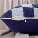 Alysheer Checkered Embroidered Decorative Throw Pillow Covers 18"x 18" Set of 2, Classic Chic Navy Blue Plaid Tufted Patterned Cotton Canvas Cushion Case for Sofa Couch Bed Living Room by CozyNest Decor