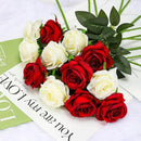 Red Fake Roses Artificial Flowers - 10 Pcs Fake Artificial Roses Silk Flowers with Stems for Home Wedding Hotel Office Centerpiece Decor by CozyNest Decor