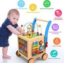 9-in-1 Wooden Activity Cube | Wooden Baby Walker, Sit-to-Stand Learning Walker Activity Center, Early Educational Push & Pull Toys for Baby Toddler Boys Girls, Height & Brake Adjustable by TinyTreasures Baby Boutique
