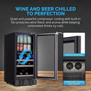 Newair 15" Wine and Beverage Refrigerator 9 Bottle and 48 Can Capacity, Beverage Cooler in Stainless Steel, Built-in or Freestanding Dual Zone Drink Fridge with Triple-Pane Glass Door by CozyNest Decor