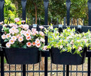 4 Pack Metal Hanging Planter for Outdoor Plants, 10 Inch Black Fence Planters Railing Pots for Garden Patio Balcony Decor, Flower Bucket with Detachable Hooks (Black, 4Pcs) by CozyNest Decor