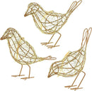 Artisan Handmade Gold-Wire Woven Bird Statues Trio Table Decor- Modern Farmhouse Shelf Decor with Hanging Chain, Multi-Pose Metal Bird Figurines for Home Office & Holiday Display by CozyNest Decor