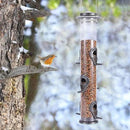 MIXXIDEA 1PK Metal Bird Feeders with 6 Feeding Ports,Tube Bird Feeder with Steel Hanger,Hard Plastic Wild Bird Feeder for Outdoors Hanging, Attracting Birds in Your Lawn, Garden, Balcony-Grey by CozyNest Decor