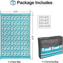 OutdoorLines Outdoor Plastic Area Rugs for Patio 5x8 ft - Reversible Outside Carpet, Stain & UV Resistant RV Mats, Straw Rug for Camping, Deck Garden, Porch and Balcony, Geometry Teal & Light Grey by GreenHaven Gardens