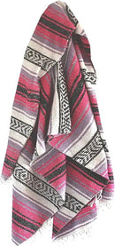 Del Mex Classic Mexican Blanket, Large Authentic Woven Falsa Throw (70"x50"), Artisan Southwest Décor for Beach, Yoga, Outdoors (Pink/Purple) by CozyNest Decor