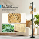 Boho Rattan Floor Lamp - Dimmable 70 Inch with Shades, Coastal 3 Light Bohemian Standing Lamp for Living Room Bedroom Office by CozyNest Decor