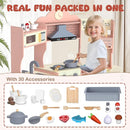 ANPABO Play Kitchen for Kids, Wooden Kitchen Playset w/Real Lights & Sounds, Coffee & Ice Maker, Microwave, Stove, 30Pcs Accessories Include Play Food, Pretend Play Set for Boys & Girls, Pink by TinyTreasures Baby Boutique