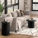 Set of 2 Round Nesting Coffee Tables for Living Room, Fluted Circle Black Wood Coffee and End Table Sets for Apartment, Small Spaces, Bedroom, Modern Style, Easy Assembly & Maintenance