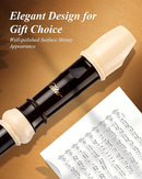 Eastar Soprano Recorder for Beginners Kids, Baroque style C Key Recorder Instrument ABS Classic 3 Piece with Cleaning Kit, Thumb Rest, Leather Bag, Fingering Chart, Brown, ERS-21BB by TinyTreasures Baby Boutique