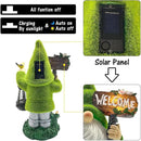 Lovinland Garden Gnome Statue Outdoor Decor Large Flocked Resin Gnome Figurine with Solar Light Holding Lantern Welcome Sign Garden Yard Decorations Dwarf Sculpture for Outside Patio Porch Lawn Decor by GreenHaven Gardens