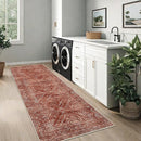 COZYLOOM 2x6 Rug Modern Indoor Area Rug Machine-Washable for Living Room or Hallway Softness Foldable Mat for Easy Storage Geometric Design Non Slip Rug Low Pile Stain Resistant Carpet, Brick Red by TinyTreasures Baby Boutique