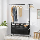 Tajsoon Laundry Sorter Cart with Hanging Clothes Rack, 4 Butler Sorter Basket Organizer, Laundry Hamper Cart with Heavy Duty Rolling Lockable Wheels, Black by CozyNest Decor