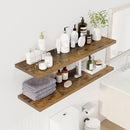 48" Floating Shelves for Wall, 12" Deep Slim Rustic Brown Floating Shelves, Wall-Mounted Shelves for Bedroom, Living Room, Kitchen, Bathroom - Set of 2 by CozyNest Decor