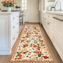 Floral 2x10 Area Rug Machine Washable Soft Print Boho Carpet Non Slip Doormat Low Pile Flower Area Rugs for Living Room Bedroom Nursery Kitchen Dining Room Indoor-Light Orange by TinyTreasures Baby Boutique