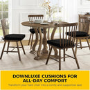 downluxe Indoor Chair Cushions for Dining Chairs, Soft and Comfortable Textured Foam Kitchen Chair Pads with Ties and Non-Slip Backing, 16" x 16" x 2", Black, 4 Pack by CozyNest Decor