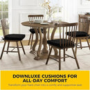 downluxe Indoor Chair Cushions for Dining Chairs, Soft and Comfortable Textured Foam Kitchen Chair Pads with Ties and Non-Slip Backing, 16" x 16" x 2", Black, 6 Pack by CozyNest Decor