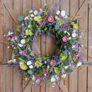 Idyllic 20 Inch Spring Summer Wild Flower Artificial Daisy Front Door Wreath, Everyday Greenery Eucalyptus Leaves for Indoor and Outdoor Use, Rustic Farmhouse Style Home Wreath Decor by CozyNest Decor