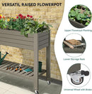 YITAHOME 3.6x1.5x2.8 FT Elevated Garden Bed Kit with Legs and Wheels, Outdoor Large Resin Planter Box Stand with Drain Plug and Storage Shelf for Plants Vegetables Fruits, Light Brown by GreenHaven Gardens