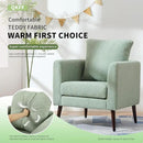 Barrel Accent Chair Set of 2 with Back Pillow, Large Teddy Upholstered Armchair with Solid Wood Legs Modern Reading Chairs for Living Room Bedroom by CozyNest Decor