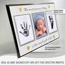Baby Hand and Footprint Kit with Photo & Birth Details, Inkless Hand and Footprint Kit, Newborn Keepsake Plaque, Baby Shower Gifts (STYLE 2 (Baby Shower) (Most Precious Thing)) by TinyTreasures Baby Boutique