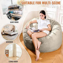 4FT Bean Bag Chair: Bean Bag with Velvet Cover, Fluffy and Comfy Bean Bag Chairs for Adults and Kids, Bean Bag Sofa Filled with High-Density Sponge for Gaming (Light Grey) by CozyNest Decor