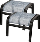 Outdoor Foot Stools Gift for Patio Ottoman Footrest Aluminum Portable Seat Wicker Furniture Stackable Dining Ottoman 2 Pack Blue by CozyNest Decor