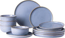 GBHOME Ceramic Dinnerware Sets for 4, 12 Pieces Stoneware Plates and Bowls Sets, Scratch Resistant Dishe Set for Dinner, Dishwasher & Microwave Safe, Brunnera Blue by CozyNest Decor