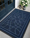 DEXI Front Door Mat Outside Entrance, Heavy Duty Non Slip Low Profile Doormat for Entryway, Trap Dirt and Moisture Welcome Mats, Easy Clean, Patio, Garage, 5x3, Blue by CozyNest Decor