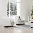 CHITA Swivel Accent Chair, FSC Certified Upholstered Fabric Barrel Chair for Living Room, Ivory by CozyNest Decor