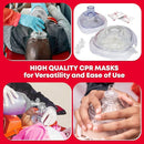Adult and Infant CPR Mask Combo Kit – 50-Pack – 100 Valves, 50 Gloves, 100 Alcohol Pads – Bulk Set for First Responders, CPR Training by TinyTreasures Baby Boutique