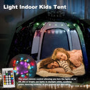 Portable Hexagon Kids Play Tent with LED Strip Lights Indoor Children Play House Easy Set-up Space Dream Tent for Night.4-5 Person Large Tents & Birthday Gifts by TinyTreasures Baby Boutique
