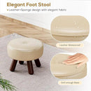 Small Foot Stool 13in, Round Faux Leaher Ottoman Foot Rest for Living Room, Under Desk Footstool Foot Rest with Non-Skid Rubber Legs for Bedroom, Entryway, 13''L x 13''W x 10.2''H, White by CozyNest Decor