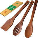 Riveira Walnut Wooden Spoons for Cooking Set of 3 – Natural Walnut Wooden Cooking Utensils, Spatula, Spoon - Premium Quality Utensil Set for Non-Toxic Cooking by CozyNest Decor