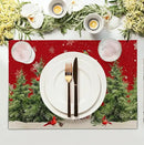 Snowman Christmas Red Placemats Set of 4 Xmas Tree Cardinal Snowflakes Linen Table Mats Seasonal Winter Holiday Place Mats Washable Placemat for Party Kitchen Dining Outdoor Indoor Decor by CozyNest Decor